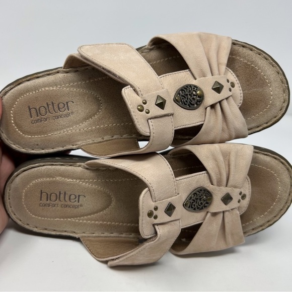 Hotter Blush Pink Boho Studded Medallion Suede Slip on Comfort Sandals Size 8.5 - Picture 11 of 15